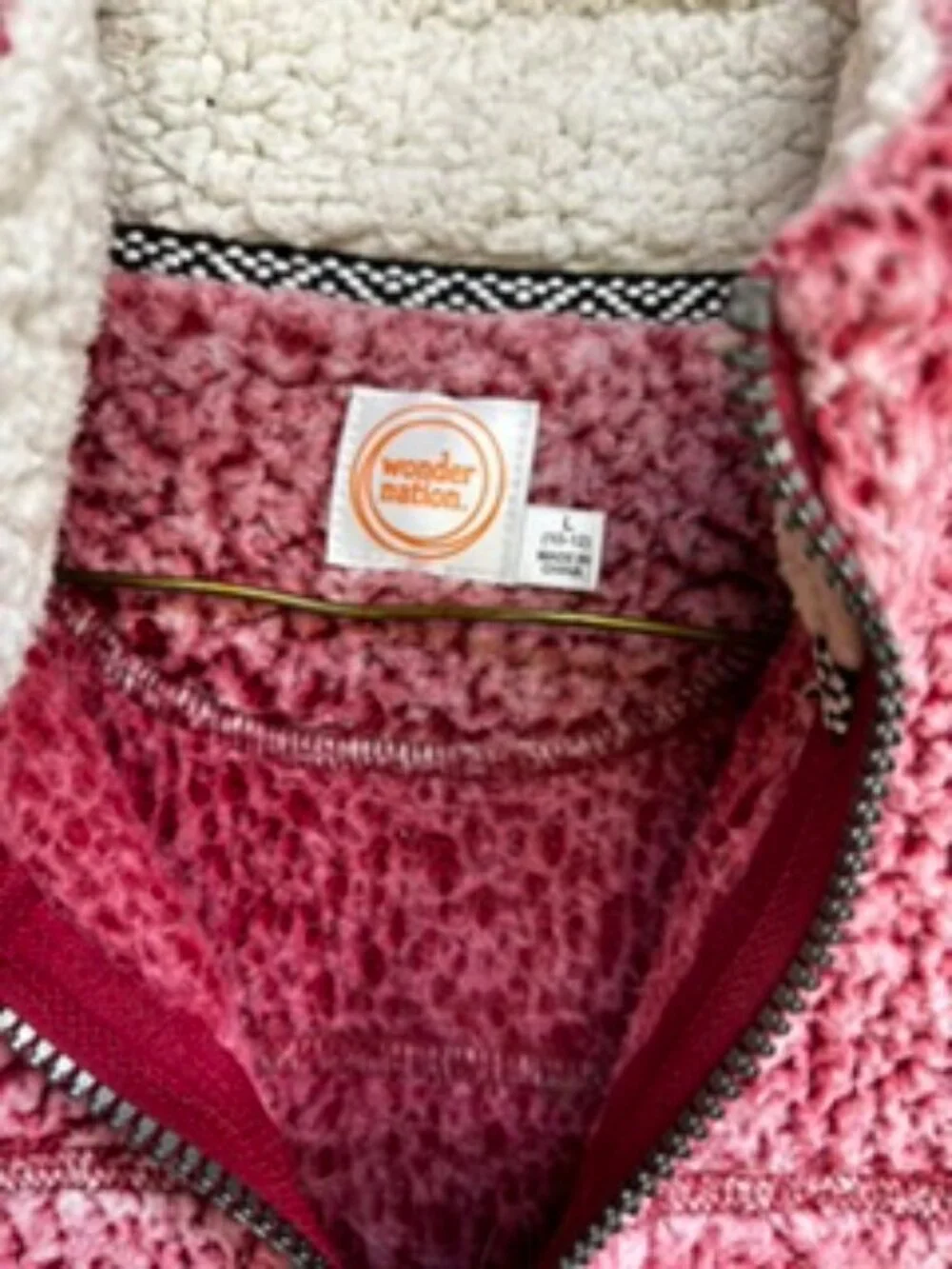 Wonder Nation Girls Pink Sherpa Fleece Quarter Zip Pullover Cozy Sweater